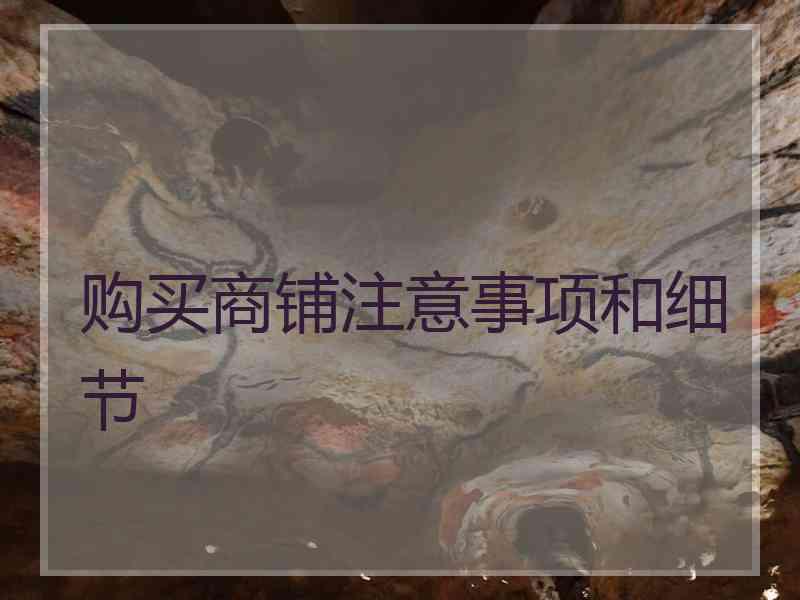 购买商铺注意事项和细节
