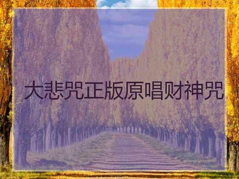 大悲咒正版原唱财神咒