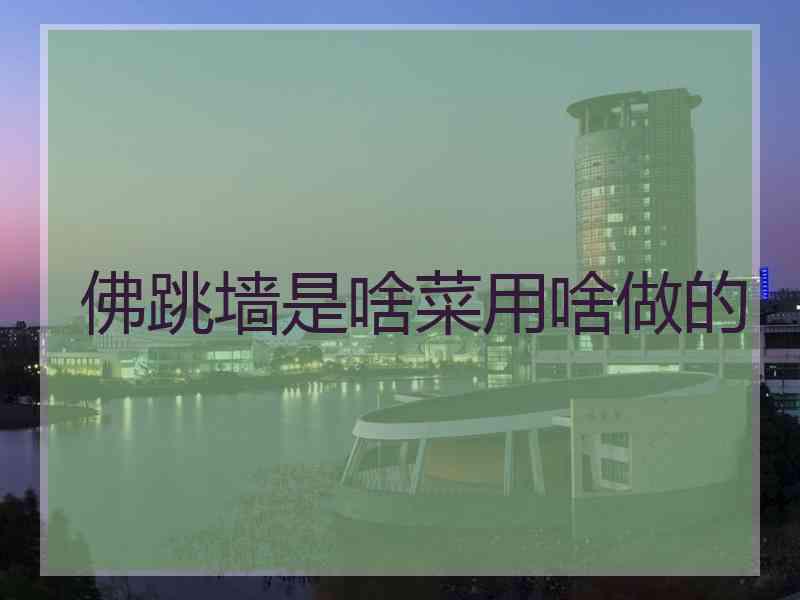 佛跳墙是啥菜用啥做的