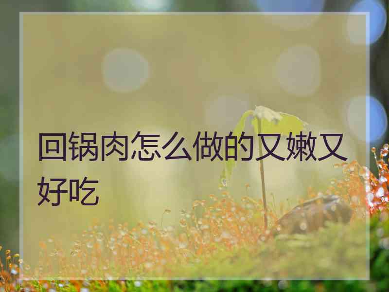 回锅肉怎么做的又嫩又好吃