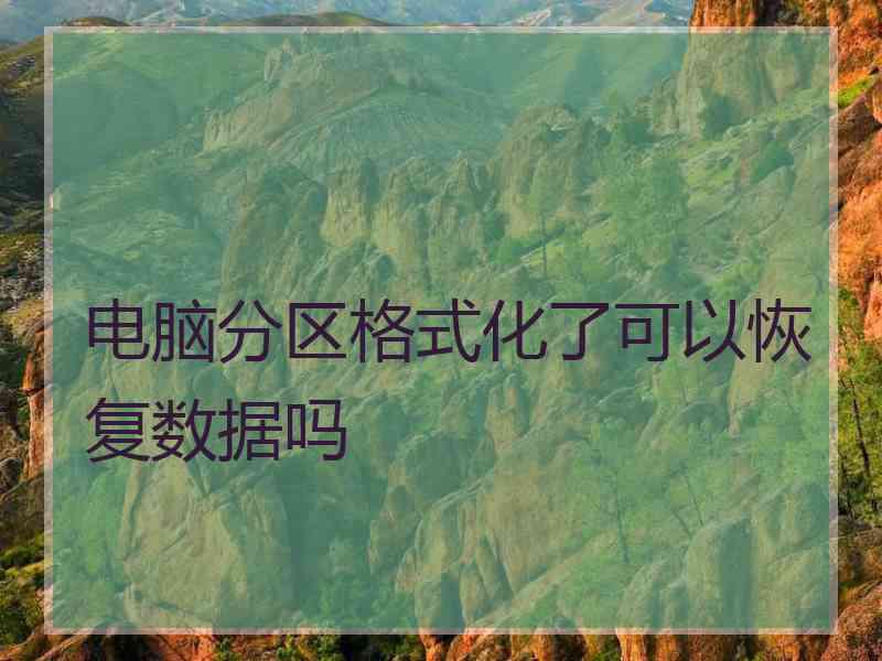 电脑分区格式化了可以恢复数据吗