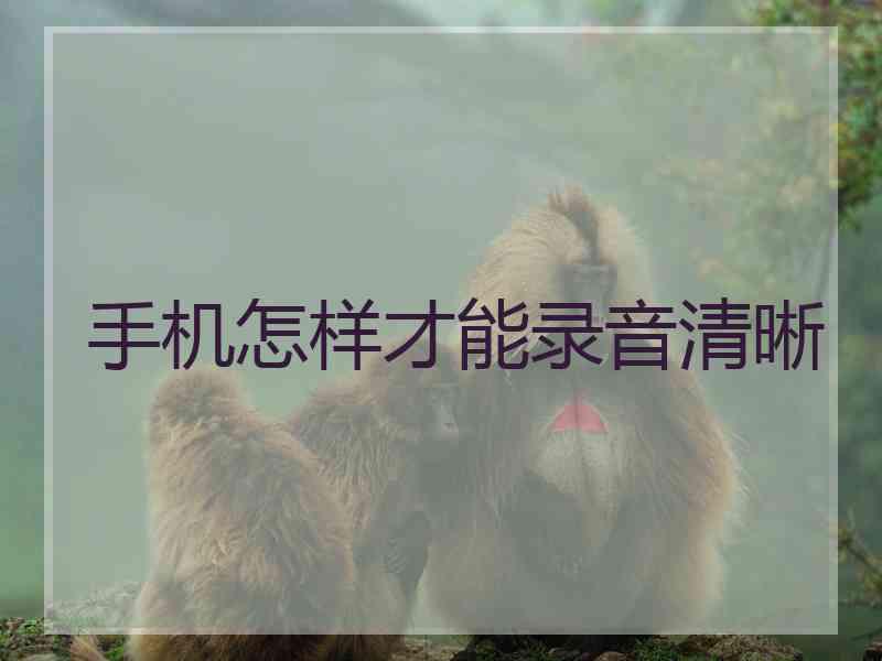 手机怎样才能录音清晰