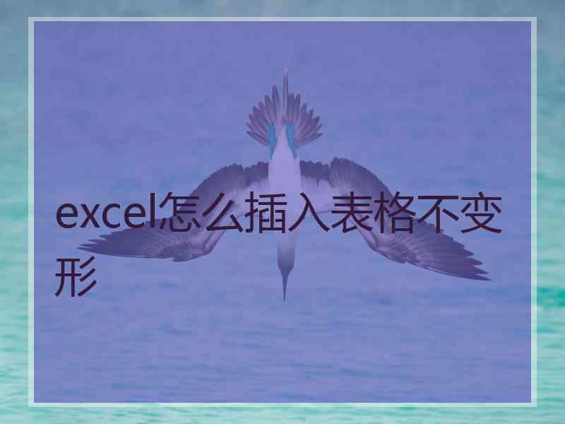 excel怎么插入表格不变形
