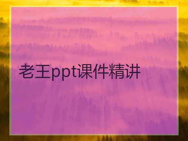 老王ppt课件精讲