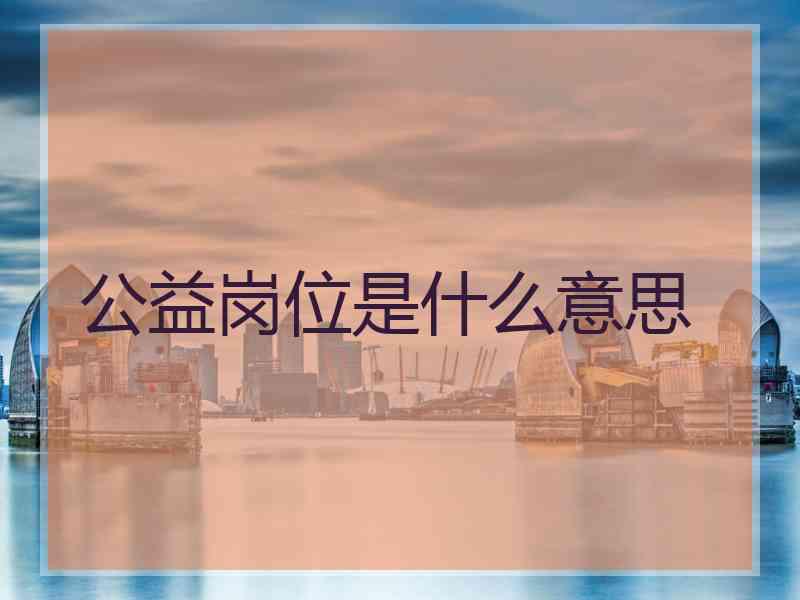 公益岗位是什么意思