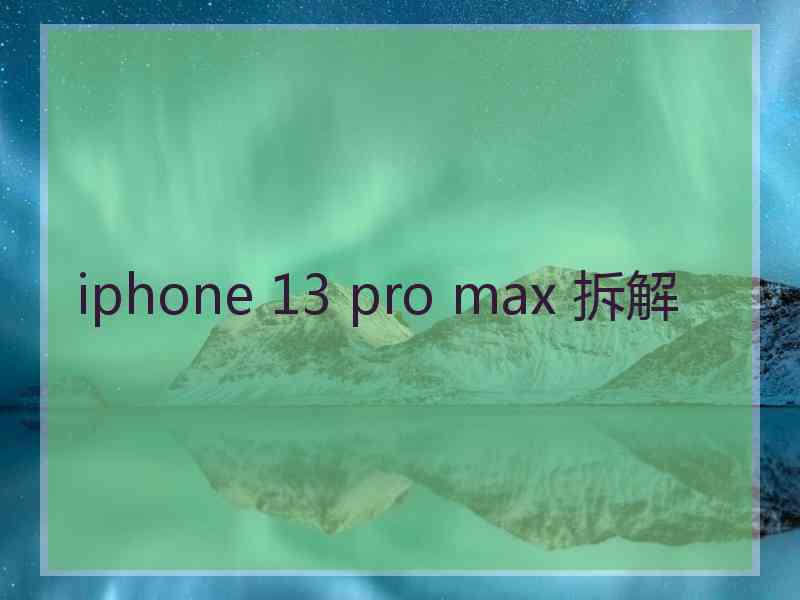 iphone 13 pro max 拆解
