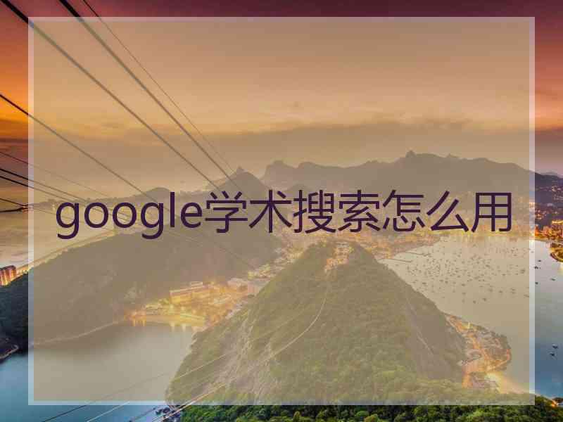 google学术搜索怎么用