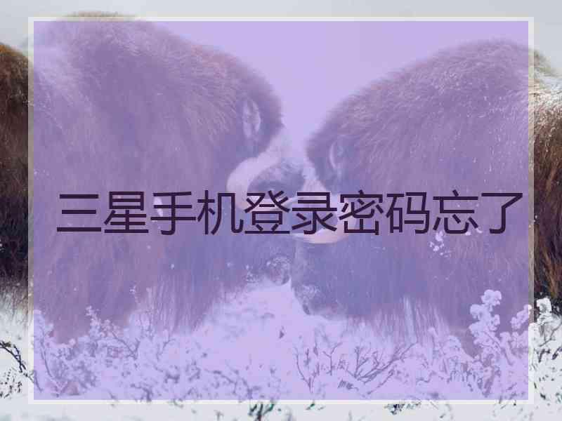 三星手机登录密码忘了