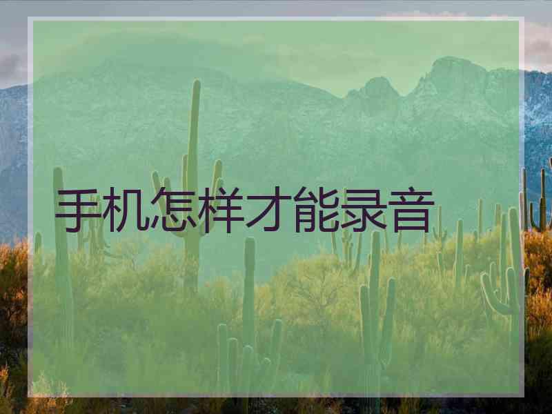 手机怎样才能录音