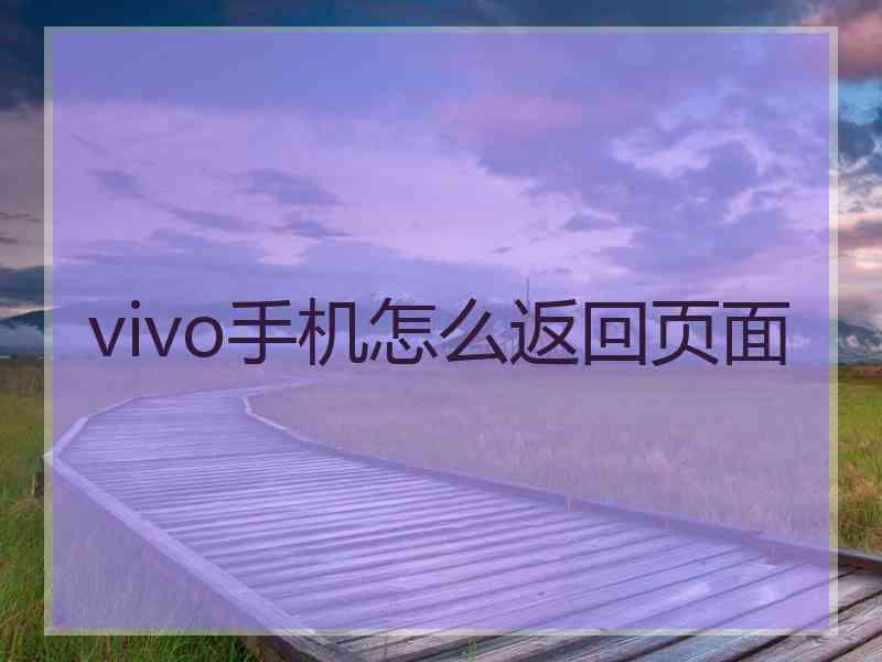 vivo手机怎么返回页面