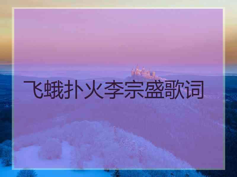 飞蛾扑火李宗盛歌词