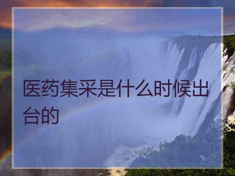 医药集采是什么时候出台的