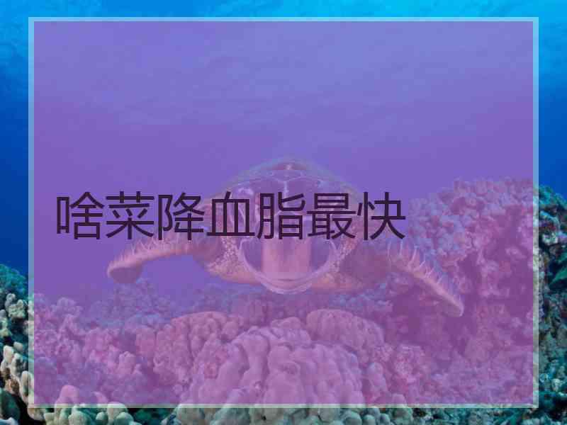 啥菜降血脂最快
