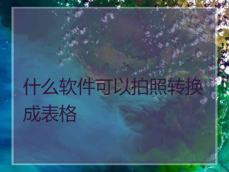 什么软件可以拍照转换成表格