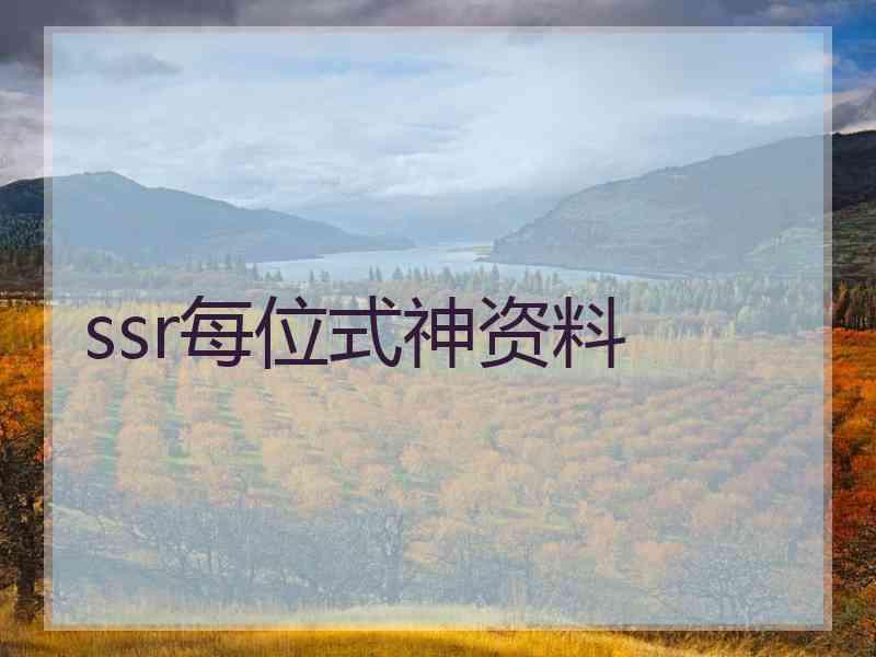 ssr每位式神资料