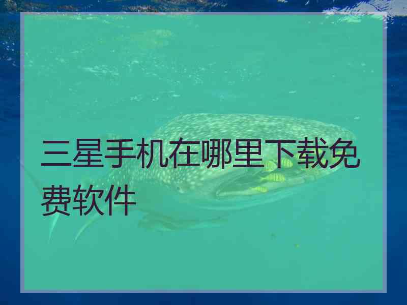 三星手机在哪里下载免费软件
