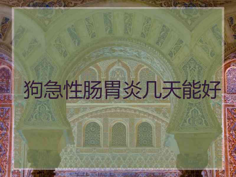 狗急性肠胃炎几天能好