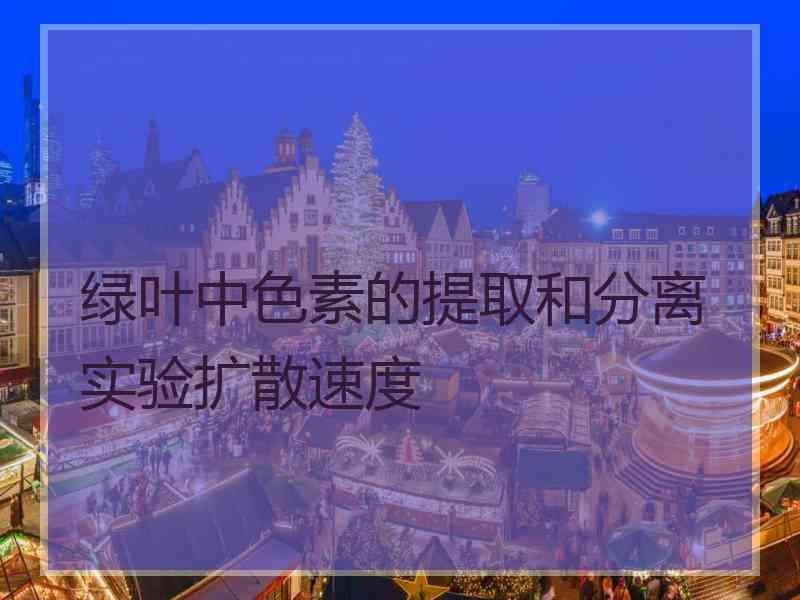 绿叶中色素的提取和分离实验扩散速度