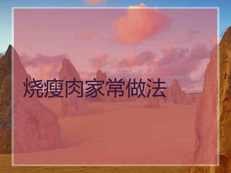 烧瘦肉家常做法
