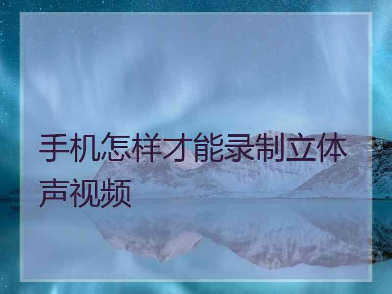手机怎样才能录制立体声视频