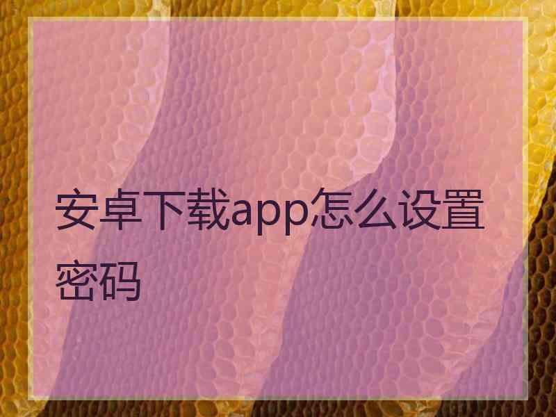 安卓下载app怎么设置密码