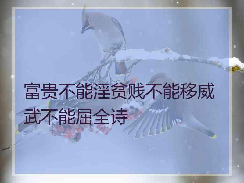 富贵不能淫贫贱不能移威武不能屈全诗