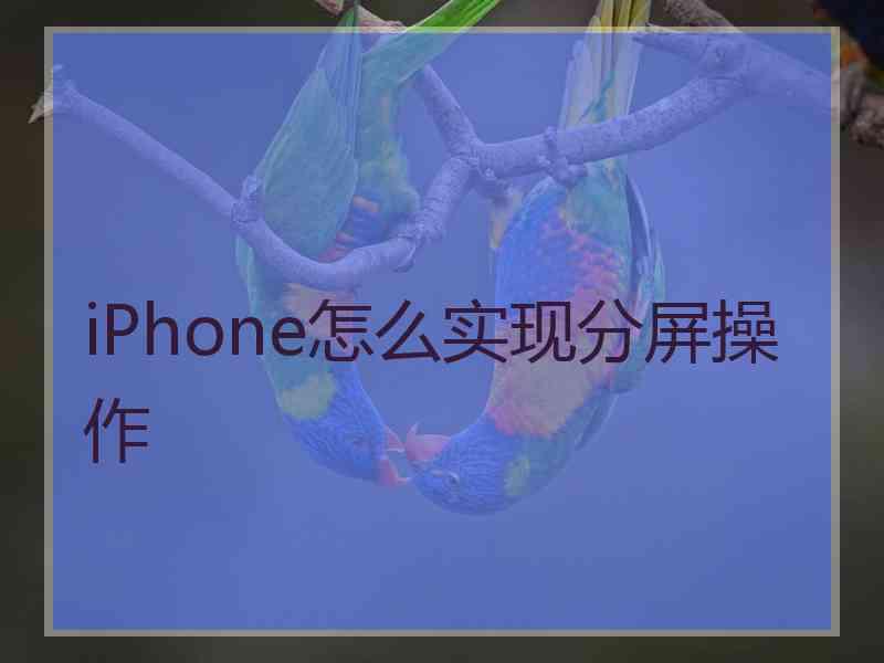 iPhone怎么实现分屏操作