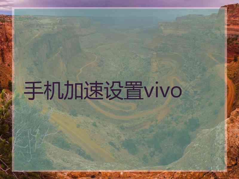 手机加速设置vivo
