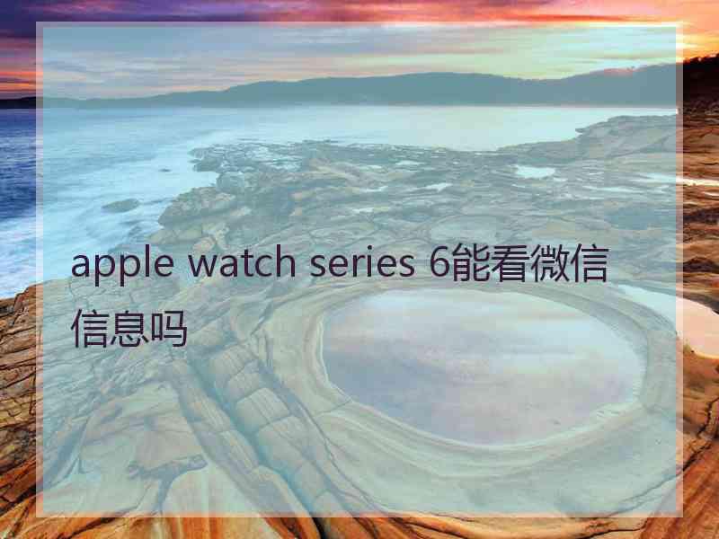 apple watch series 6能看微信信息吗