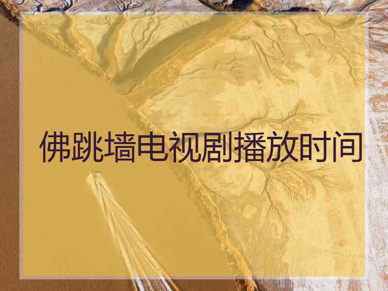 佛跳墙电视剧播放时间