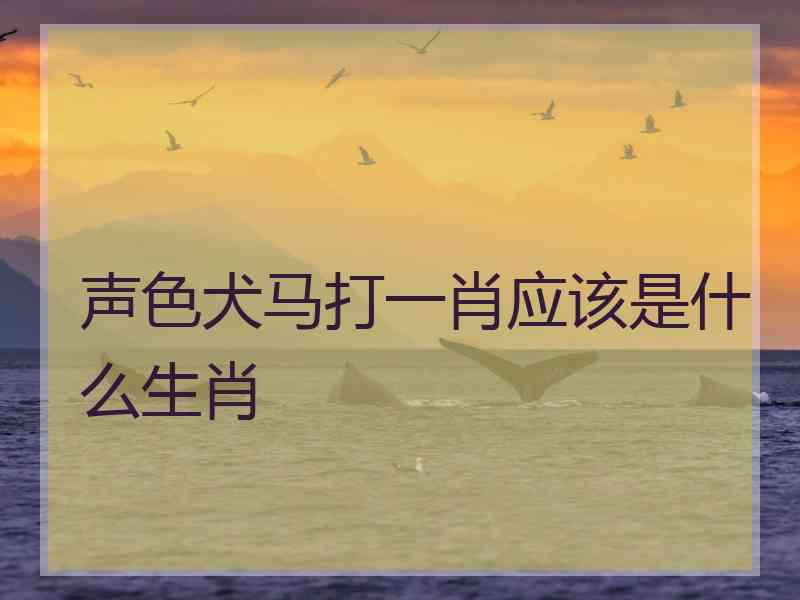 声色犬马打一肖应该是什么生肖