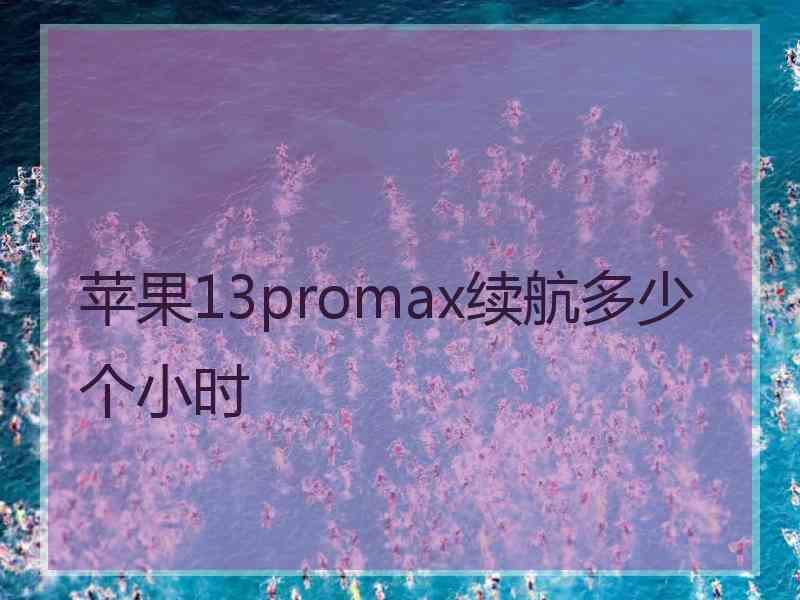 苹果13promax续航多少个小时
