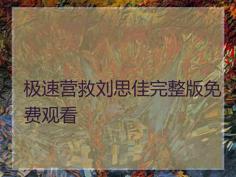 极速营救刘思佳完整版免费观看