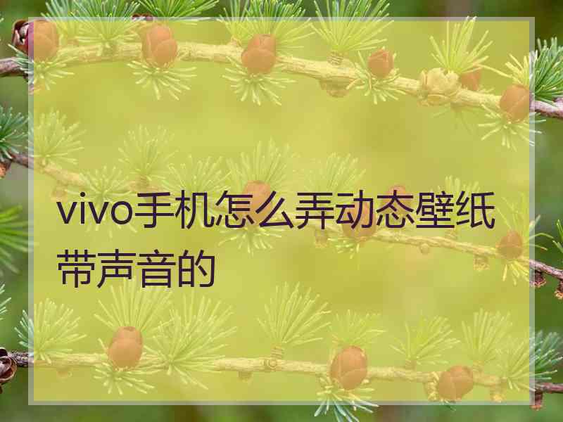 vivo手机怎么弄动态壁纸带声音的