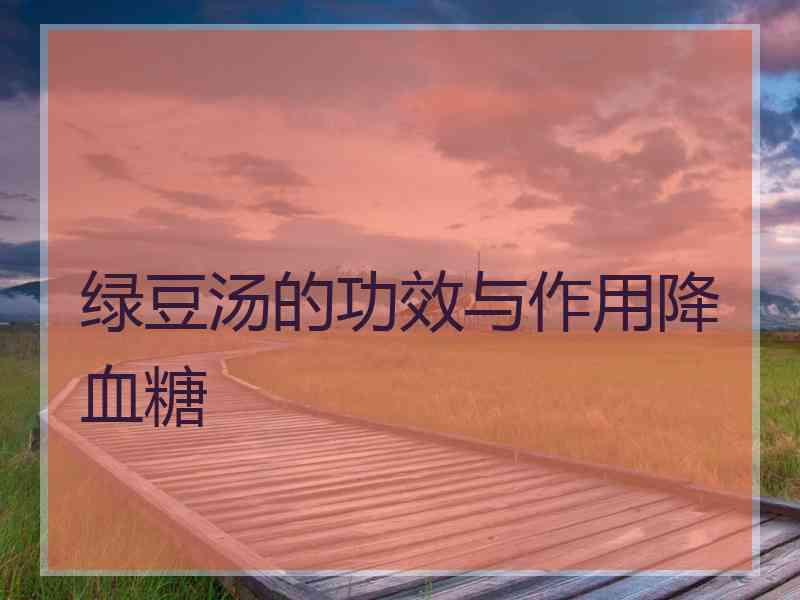 绿豆汤的功效与作用降血糖