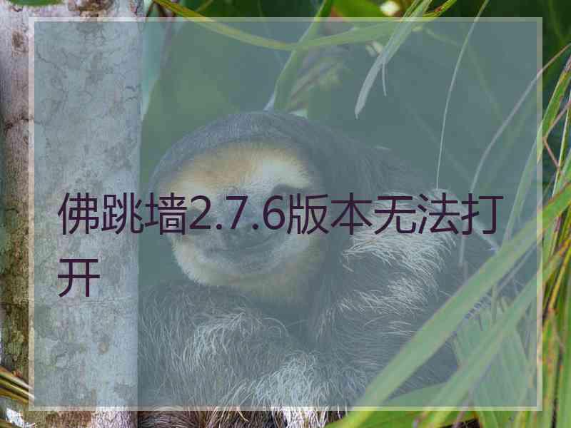 佛跳墙2.7.6版本无法打开