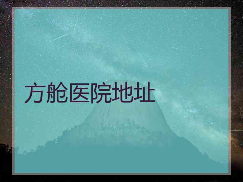 方舱医院地址