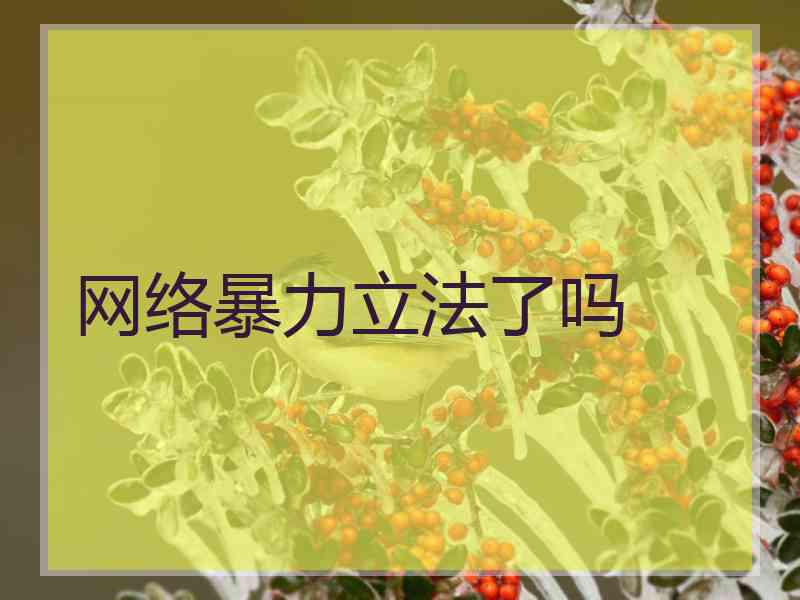 网络暴力立法了吗