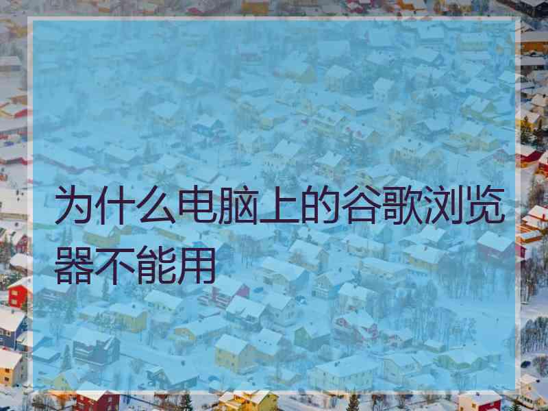 为什么电脑上的谷歌浏览器不能用