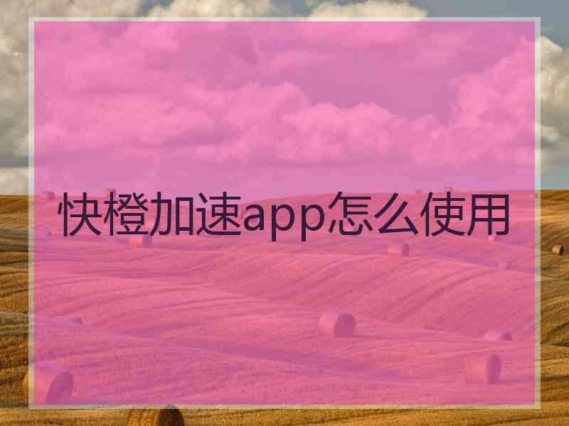 快橙加速app怎么使用