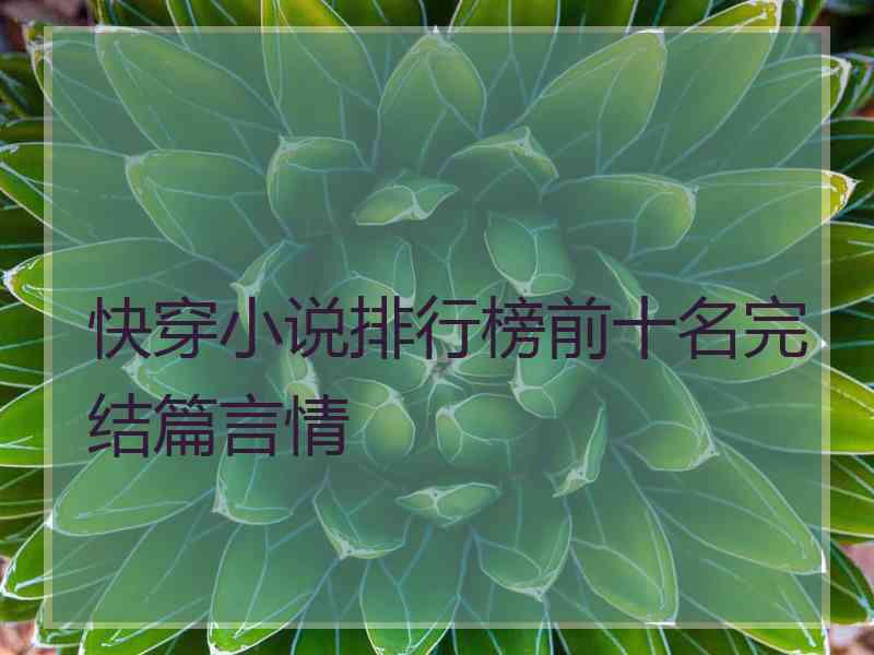 快穿小说排行榜前十名完结篇言情