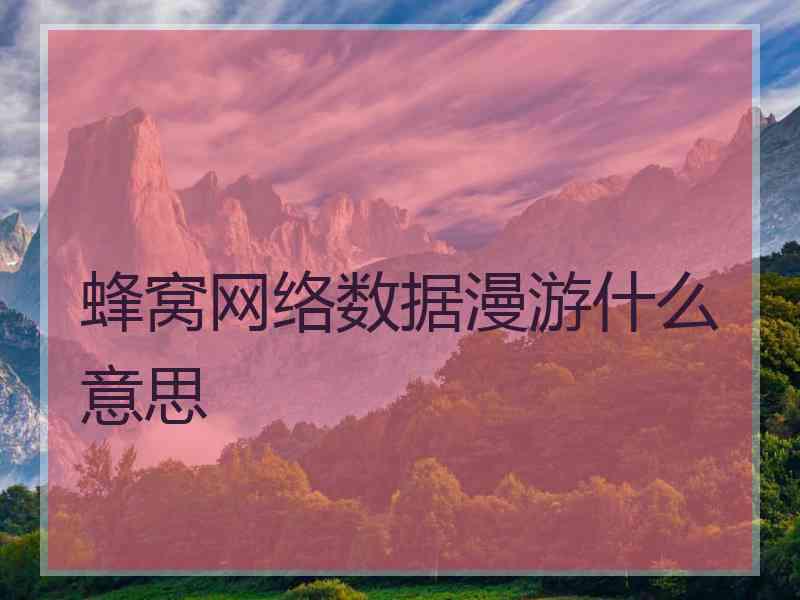 蜂窝网络数据漫游什么意思