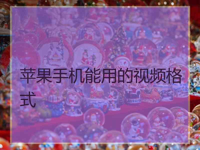 苹果手机能用的视频格式