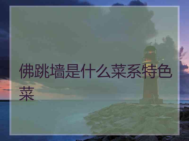 佛跳墙是什么菜系特色菜