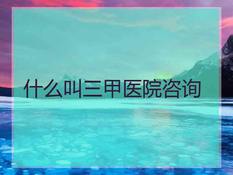 什么叫三甲医院咨询