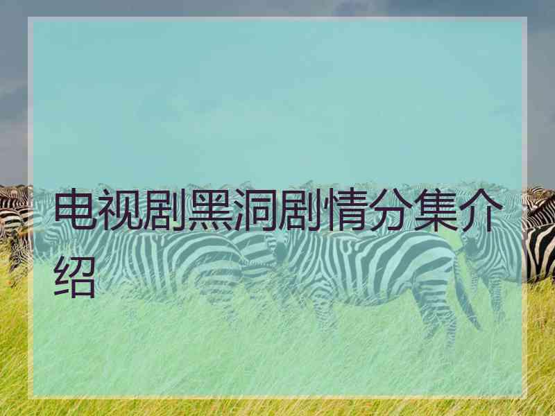 电视剧黑洞剧情分集介绍