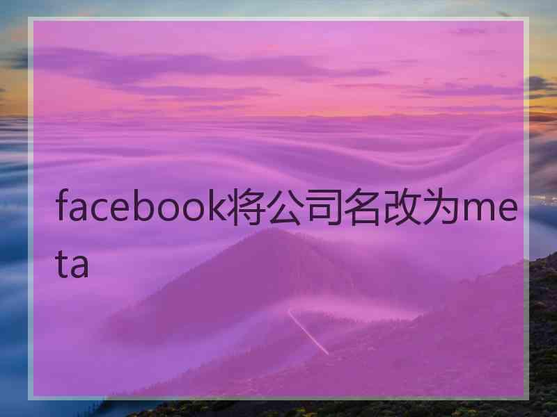 facebook将公司名改为meta