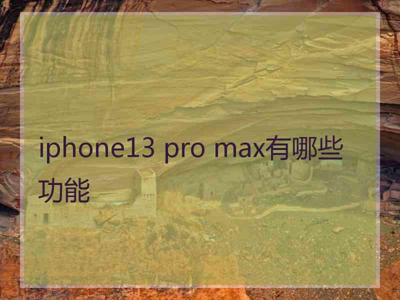 iphone13 pro max有哪些功能