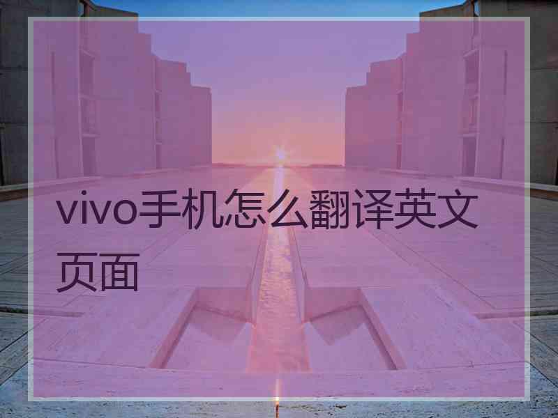 vivo手机怎么翻译英文页面