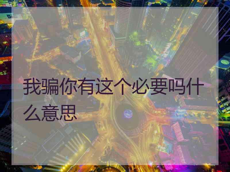 我骗你有这个必要吗什么意思